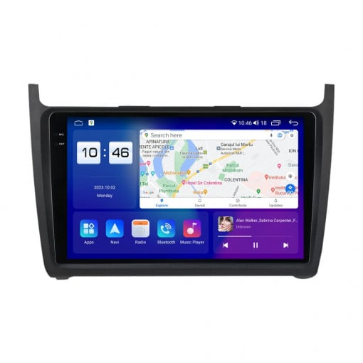 Navigatie VW Polo ( 2008 - 2020 ) Android 14 , 4GB RAM , Procesor Quad Core , Wireless Carplay si Android auto , Display HD Touchscreen, Wi-Fi , Bluetooth, USB [2]