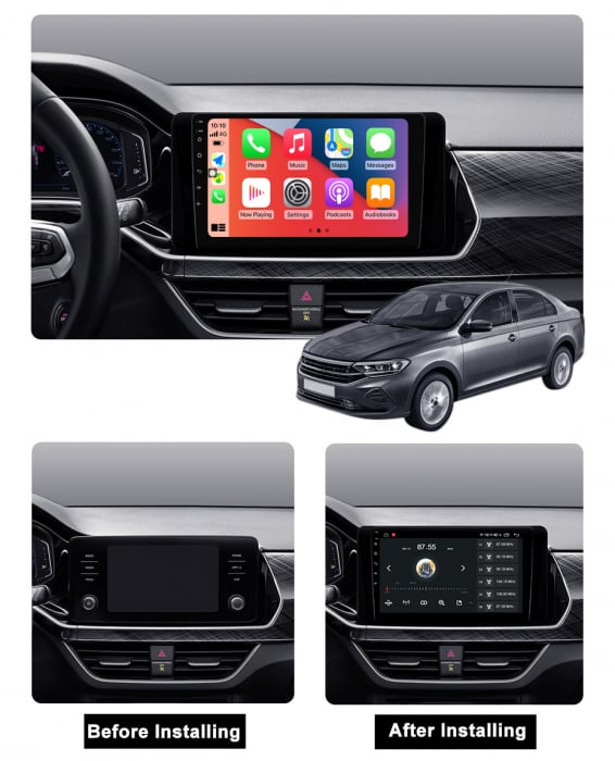Navigatie VW Polo 6 din 2020 - 2023, Rezolutie 2K, Display QLED 9.5 inch, 4GB RAM si 64GB ROM, Android, Procesor Octacore, Slot sim 4G, Sunet DSP, Wireless Carplay si Android Auto, Camera Marsarier, U [4]