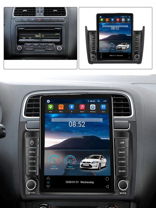 Navigatie VW Polo din 2008-2020, Display TESLA 9.5 inch, 2GB RAM si 32GB ROM, Wireless Carplay si Android Auto, Procesor Octacore, Slot sim 4G, Sunet DSP, Camera Marsarier, Bluetooth, USB, Wi Fi, Radi [3]