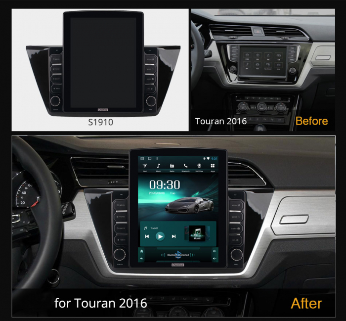 Navigatie VW Tiguan din 2016-2023, Display TESLA 9.5 inch, 2GB RAM si 32GB ROM, Wireless Carplay si Android Auto, Procesor Octacore, Slot sim 4G, Sunet DSP, Camera Marsarier, Bluetooth, USB, Wi Fi, Ra [2]