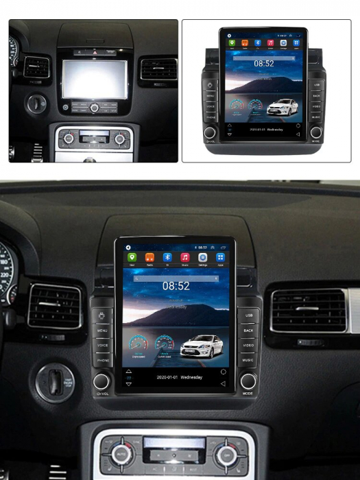 Navigatie VW Touareg din 2010 - 2018, Ecran TESLA 9.7 inch, 4 GB RAM si 64 GB ROM, Slot Sim 4G, Procesor Octa Core, Carplay integrat, Procesor Sunet Digital DSP, Android, Aplicatii, Usb, Wi Fi [2]