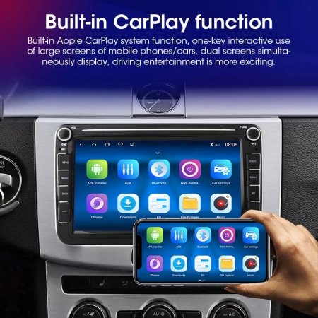 Navigatie 4GB RAM si 64GB , Android 14 Procesor Octacore , VW Golf 5 6 Passat B6 B7 CC Tiguan Touran Polo Caddy Jetta T5 Eos Skoda Octavia Superb Seat Leon, Ecran 8 inch IPS, Slot sim [6]