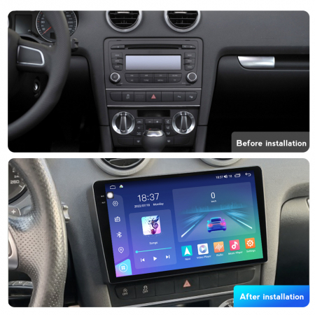 Navigatie Audi A3 din 2002-2013, Rezolutie 2K, Display QLED 9.5 inch, 4GB RAM si 64GB ROM, Android, Procesor Octacore, Slot sim 4G, Sunet DSP, Wireless Carplay si Android Auto, Camera Marsarier, USB, [5]