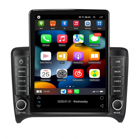 AUDI - Navigatie Auto Android AudiTT din 2006 - 2012, Ecran TESLA 9.7 inch, 4 GB RAM si 64 GB ROM, Slot Sim 4G, Procesor Octa Core, Carplay integrat, Procesor Sunet Digital DSP, Android, Aplicatii, Usb, Wi Fi, Bluetooth