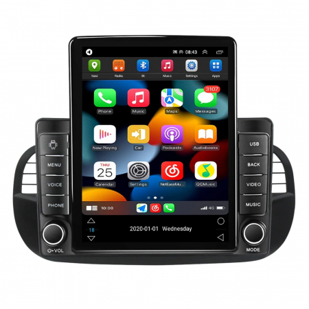 Fiat 500 (2007 - 2015) - Navigatie Fiat 500 din 2007-2015, Display TESLA 9.5 inch, 2GB RAM si 32GB ROM, Wireless Carplay si Android Auto, Procesor Octacore, Slot sim 4G, Sunet DSP, Camera Marsarier, Bluetooth, USB, Wi Fi, Rad