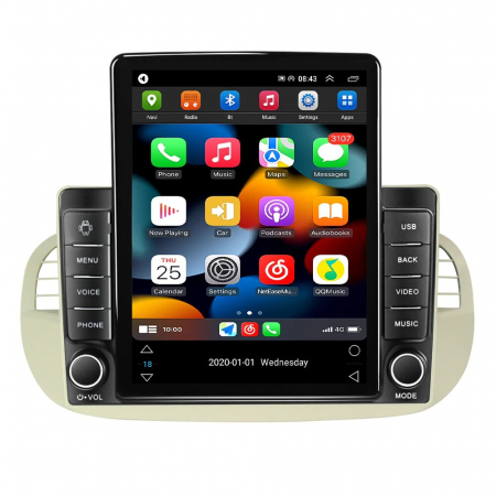 Navigatie Fiat 500 din 2007 - 2015, Ecran TESLA 9.7 inch, 8 GB RAM si 128 GB ROM, Android 15, Slot Sim 4G, Procesor Octa Core, Carplay Wireless si Android auto, Procesor Sunet Digital DSP, Aplic [1]