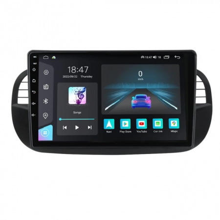 Fiat 500 (2007 - 2015) - Navigatie Fiat 500 din 2007-2015, Rezolutie 2K, Display QLED 9.5 inch, 4GB RAM si 64GB ROM, Android, Procesor Octacore, Slot sim 4G, Sunet DSP, Wireless Carplay si Android Auto, Camera Marsarier, USB,