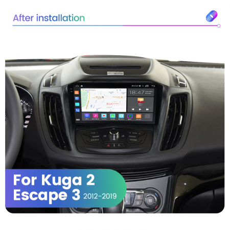 Navigatie Ford Kuga 2 din 2012-2020, Rezolutie 2K, Display QLED 9.5 inch, 4GB RAM si 64GB ROM, Android, Procesor Octacore, Slot sim 4G, Sunet DSP, Wireless Carplay si Android Auto, Camera Marsarier, U [1]