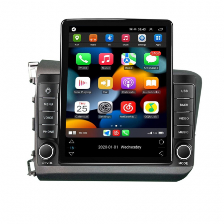 Navigatie Honda Civic din 2011-2015, Display TESLA 9.5 inch, 2GB RAM si 32GB ROM, Wireless Carplay si Android Auto, Procesor Octacore, Slot sim 4G, Sunet DSP, Camera Marsarier, Bluetooth, USB, Wi Fi, [1]