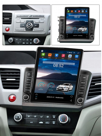 Navigatie Honda Civic din 2011-2015, Display TESLA 9.5 inch, 2GB RAM si 32GB ROM, Wireless Carplay si Android Auto, Procesor Octacore, Slot sim 4G, Sunet DSP, Camera Marsarier, Bluetooth, USB, Wi Fi, [2]