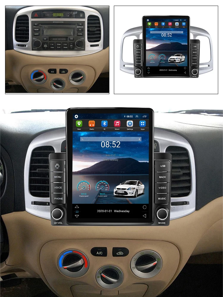 Navigatie Hyundai accent 2006-2011 Ecran TESLA 9.7 inch, 8 GB RAM si 128 GB ROM, Android 15, Slot Sim 4G, Procesor Octa Core, Carplay Wireless si Android auto, Procesor Sunet Digital DSP [1]