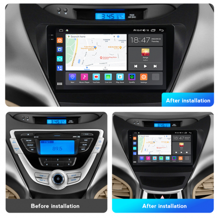 Navigatie Hyundai Elantra din 2011-2016, Rezolutie 2K, Display QLED 9.5 inch, 4GB RAM si 64GB ROM, Android, Procesor Octacore, Slot sim 4G, Sunet DSP, Wireless Carplay si Android Auto, Camera Marsarie [1]