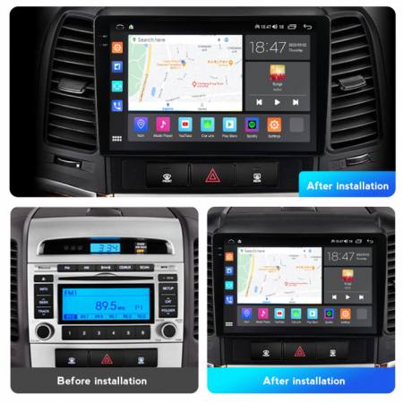 Navigatie Hyundai Santa Fe din 2006-2012, Rezolutie 2K, Ecran QLED 9.5 inch, 8GB RAM si 128GB ROM, Android, Procesor Octacore, Slot sim 4G, Sunet DSP, Wireless Carplay si Android Auto [3]