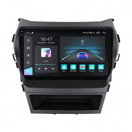 Navigatie dedicata Hyundai cu Android - Navigatie Hyundai Santa Fe IX45 din 2012-2017, Rezolutie 2K, Display QLED 9.5 inch, 4GB RAM si 64GB ROM, Android, Procesor Octacore, Slot sim 4G, Sunet DSP, Wireless Carplay si Android Auto, Camera Ma