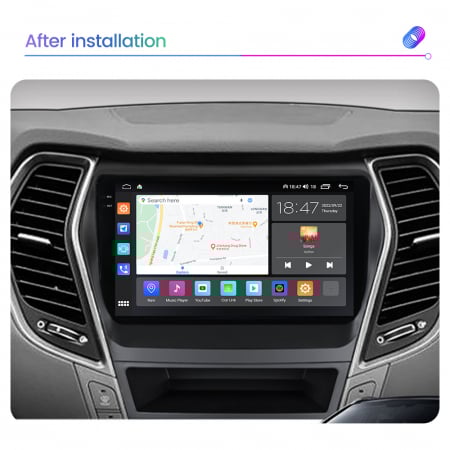 Navigatie Hyundai Santa Fe IX45 din 2012-2017, Rezolutie 2K, Display QLED 9.5 inch, 4GB RAM si 64GB ROM, Android, Procesor Octacore, Slot sim 4G, Sunet DSP, Wireless Carplay si Android Auto, Camera Ma [2]