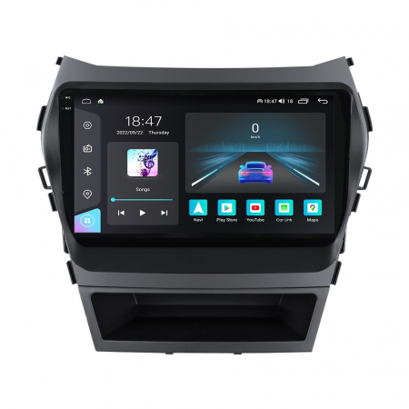 Santa Fe IX 45 (2012 - 2017) - Navigatie Hyundai Santa Fe IX45 din 2012-2017, Rezolutie 2K, Ecran QLED 9.5 inch, 8GB RAM si 128GB ROM, Android, Procesor Octacore, Slot sim 4G, Sunet DSP, Wireless Carplay