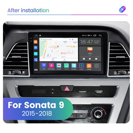 Navigatie Hyundai Sonata 9 din 2015-2018, Rezolutie 2K, Ecran QLED 9.5 inch, 8GB RAM si 128GB ROM, Android, Procesor Octacore, Slot sim 4G, Sunet DSP, Wireless Carplay [3]