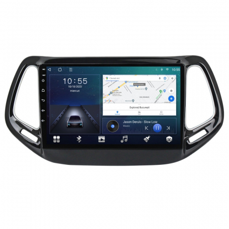 Navigatie Jeep Compass din 2016 - 2018, 4GB RAM si 64GB ROM, Ecran QLED 9 inch, Android 14, Procesor Octacore, Slot sim 4G, Sunet DSP, Wireless Carplay si Android Auto, Camera Marsarier [1]