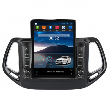 Navigatie dedicata Jeep cu Android - Navigatie Jeep Compass din 2016 - 2018, Display TESLA 9.5 inch, 2GB RAM si 32GB ROM, Wireless Carplay si Android Auto, Procesor Octacore, Slot sim 4G, Sunet DSP, Camera Marsarier, Bluetooth, USB, Wi F