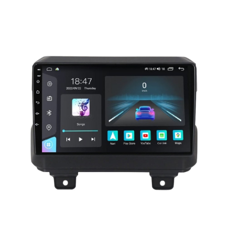 Navigatie dedicata Jeep cu Android - Navigatie Jeep Wrangler din 2018-2022, Rezolutie 2K, Display QLED 9.5 inch, 4GB RAM si 64GB ROM, Android, Procesor Octacore, Slot sim 4G, Sunet DSP, Wireless Carplay si Android Auto, Camera Marsarier,