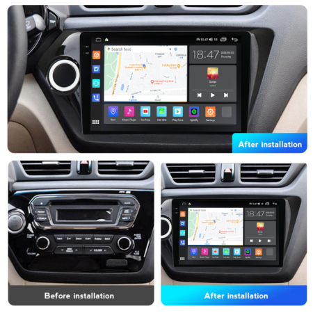 Navigatie Kia Rio din 2011-2016, Android 14, Wireless Carplay si Android Auto, 2GB RAM si 32GB ROM, Display IPS 9 inch, Camera Marsarier, Internet, Aplicatii, Wi Fi, Usb, Bluetooth [3]