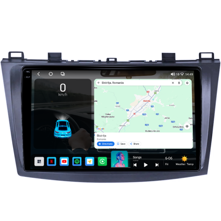 Mazda 3 2009 - 2012 - Navigatie Mazda 3 , 2009 - 2012 8GB RAM si 128GB ROM, Ecran QLED 9 inch, Android 14, Procesor Octacore, Slot sim 4G, Sunet DSP, Wireless Carplay si Android Auto