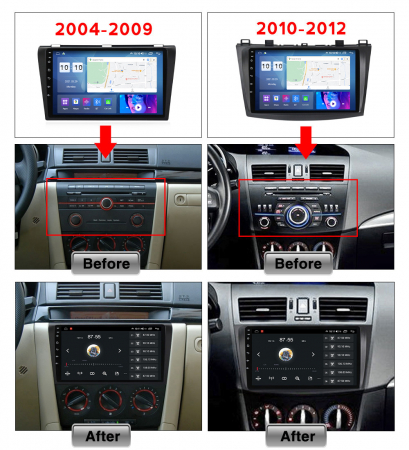 Navigatie Mazda 3 din 2003 - 2010, 8GB RAM si 128GB ROM, Ecran QLED 9 inch, Android 14, Procesor Octacore, Slot sim 4G, Sunet DSP, Wireless Carplay si Android Auto, Camera Marsarier [2]