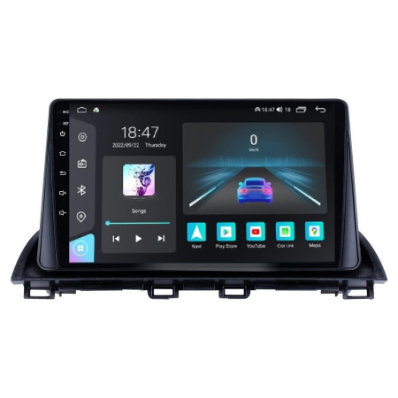 Navigatie dedicata Mazda cu Android - Navigatie Mazda 3 din 2013-2019, Rezolutie 2K, Display QLED 9.5 inch, 4GB RAM si 64GB ROM, Android, Procesor Octacore, Slot sim 4G, Sunet DSP, Wireless Carplay si Android Auto, Camera Marsarier, USB,