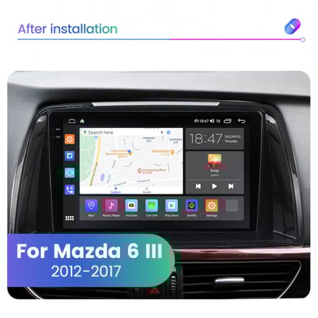 Navigatie Mazda 6 din 2012-2017, Rezolutie 2K, Display QLED 9.5 inch, 4GB RAM si 64GB ROM, Android, Procesor Octacore, Slot sim 4G, Sunet DSP, Wireless Carplay si Android Auto, Camera Marsarier, USB, [3]