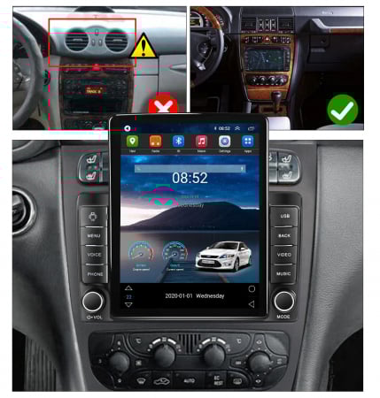 Navigatie Mercedes C Clas W203 W209 din 2000 - 2005, Ecran TESLA 9.7 inch, 4 GB RAM si 64 GB ROM, Slot Sim 4G, Procesor Octa Core, Carplay integrat, Procesor Sunet Digital DSP, Android, Aplicatii, Usb [3]