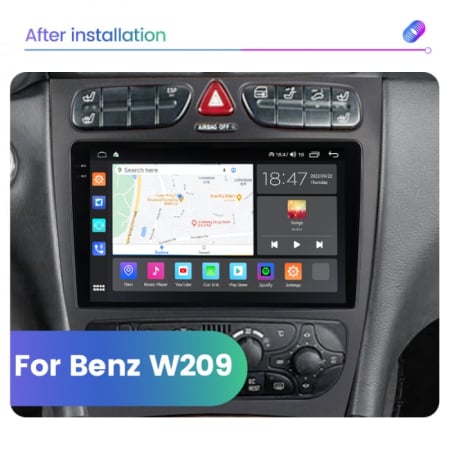 Navigatie Mercedes C Class W203 CLK W209 , 4GB RAM si 64GB ROM, Ecran QLED 9 inch, Android 14, Procesor Octacore, Slot sim 4G, Sunet DSP, Wireless Carplay si Android Auto, Camera Marsarier [2]