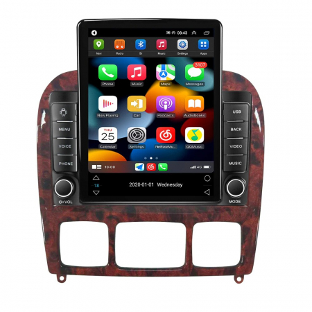 Navigatie Mercedes S Class W220 din 1998-2005, Display TESLA 9.5 inch, 2GB RAM si 32GB ROM, Wireless Carplay si Android Auto, Procesor Octacore, Slot sim 4G, Sunet DSP, Camera Marsarier, Bluetooth, US [1]