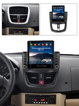 Navigatie Peugeot 207 din 2006 - 2015, Ecran TESLA 9.7 inch, 4 GB RAM si 64 GB ROM, Slot Sim 4G, Procesor Octa Core, Carplay integrat, Procesor Sunet Digital DSP, Android, Aplicatii, Usb, Wi Fi [1]