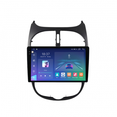 PEUGEOT - Navigatie Auto Android Peugeot 206 din 1998-2012, Rezolutie 2K, Display QLED 9.5 inch, 4GB RAM si 64GB ROM, Android, Procesor Octacore, Slot sim 4G, Sunet DSP, Wireless Carplay si Android Auto, Camera Marsarier, U