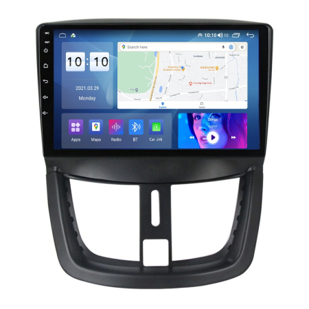 Navigatie dedicata Peugeot cu Android - Navigatie Peugeot 207 din 2006-2015,  Android 14, Wireless Carplay si Android Auto, 2GB RAM si 32GB ROM, Display IPS 9 inch, Camera Marsarier, Internet, Aplicatii, Wi Fi, Usb, Bluetooth