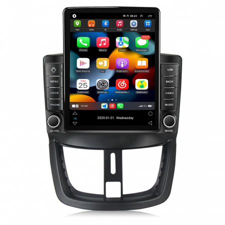 Navigatie Peugeot 207 din 2006-2015, Display TESLA 9.5 inch, 2GB RAM si 32GB ROM, Wireless Carplay si Android Auto, Procesor Octacore, Slot sim 4G, Sunet DSP, Camera Marsarier, Bluetooth, USB, Wi Fi, [1]