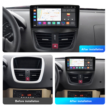Navigatie Peugeot 207 din 2006-2015, Rezolutie 2K, Ecran QLED 9.5 inch, 8GB RAM si 128GB ROM, Android, Procesor Octacore, Slot sim 4G, Sunet DSP, Wireless Carplay [1]