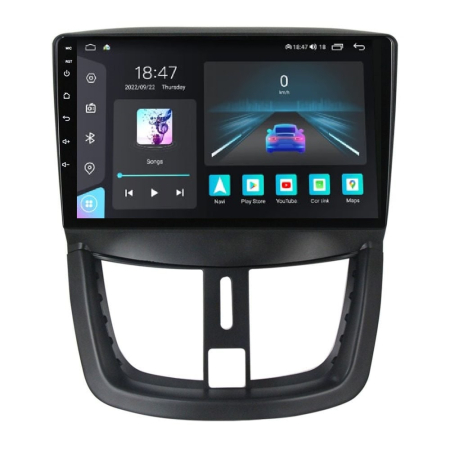 207  (2006 - 2015) - Navigatie Peugeot 207 din 2006-2015, Rezolutie 2K, Ecran QLED 9.5 inch, 8GB RAM si 128GB ROM, Android, Procesor Octacore, Slot sim 4G, Sunet DSP, Wireless Carplay