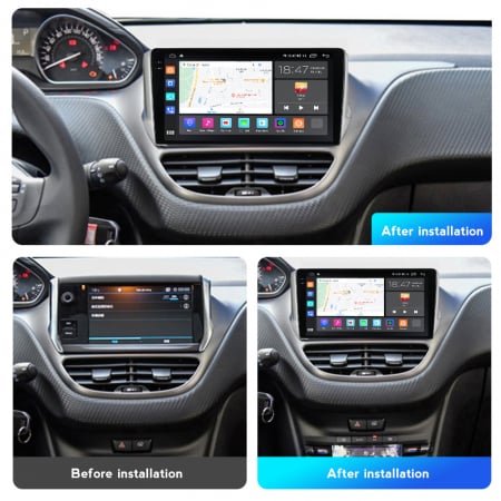 Navigatie Peugeot 208 2008 din 2012-2020, Rezolutie 2K, Ecran QLED 10.5 inch, 8GB RAM si 128GB ROM, Android, Procesor Octacore, Slot sim 4G, Sunet DSP, Wireless Carplay [2]