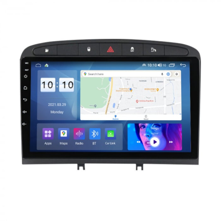 Navigatie dedicata Peugeot cu Android - Navigatie Peugeot 308 408 din 2008-2020, Android 14, Wireless Carplay si Android Auto, 2GB RAM si 32GB ROM, Display IPS 9 inch, Camera Marsarier, Internet, Aplicatii, Wi Fi, Usb, Bluetooth