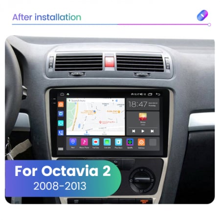 Navigatie Skoda Octavia 2 din 2008 - 2013, Ecran IPS 10 inch , Android 14, 2GB RAM si 32GB ROM, Display IPS 9 inch, Camera Marsarier, Internet, Aplicatii, Wi Fi, Usb, Bluetooth [4]