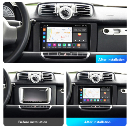 Navigatie Smart ForTwo ( 2010 - 2015 ) 4GB RAM si 64GB ROM, Ecran QLED 9 inch, Android 14, Procesor Octacore, Slot sim 4G, Sunet DSP, Wireless Carplay si Android Auto, Camera Marsarier [6]