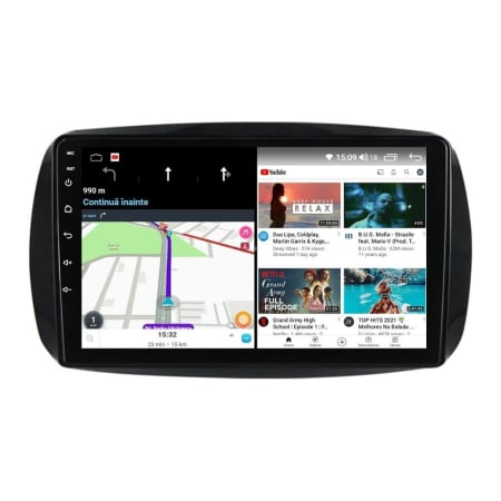 Navigatie Smart Fortwo din 2015-2020, Android 14, Wireless Carplay si Android Auto, 2GB RAM si 32GB ROM, Display IPS 9 inch, Camera Marsarier, Internet, Aplicatii, Wi Fi, Usb, Bluetooth [2]