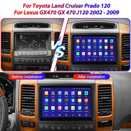 Navigatie Toyota Land Cruiser J120 Prado ( 2003 - 2009 ) , Clima integrata 4GB RAM si 64GB ROM, Ecran QLED 9 inch, Android 15, Procesor Octacore, Slot sim 4G, Sunet DSP, Wireless Carplay si Android Au [1]