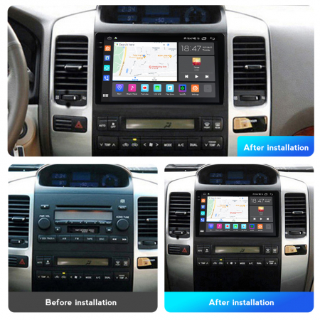 Navigatie Toyota Land Cruiser Prado J120 din 2003-2009, Rezolutie 2K, Display QLED 9.5 inch, 4GB RAM si 64GB ROM, Android, Procesor Octacore, Slot sim 4G, Sunet DSP, Wireless Carplay si Android Auto, [3]