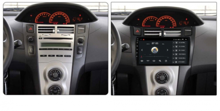 Navigatie Toyota Yaris din 2005-2012, Rezolutie 2K, Display QLED 9.5 inch, 4GB RAM si 64GB ROM, Android, Procesor Octacore, Slot sim 4G, Sunet DSP, Wireless Carplay si Android Auto, Camera Marsarier, [1]