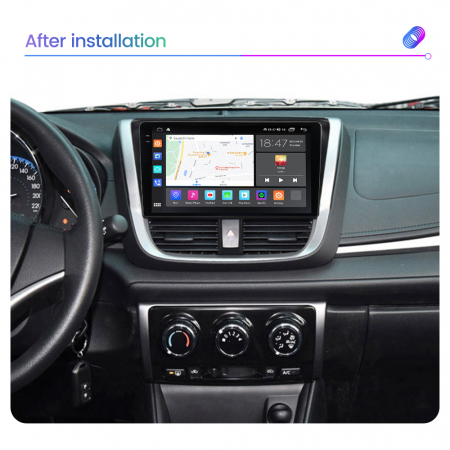 Navigatie Toyota Yaris din 2016-2019, Rezolutie 2K, Ecran QLED 9.5 inch, 8GB RAM si 128GB ROM, Android, Procesor Octacore, Slot sim 4G, Sunet DSP, Wireless Carplay [1]