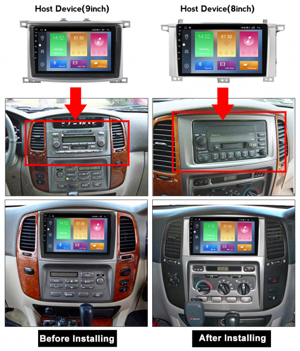 Navigatie dedicata Toyota Land Cruiser 2003-2008, 9 Inch, 4GB RAM 32GB ROM, QLED, Octacore, DSP, RDS, Android 13, WI-FI, Bluetooth, Magazin Play [4]