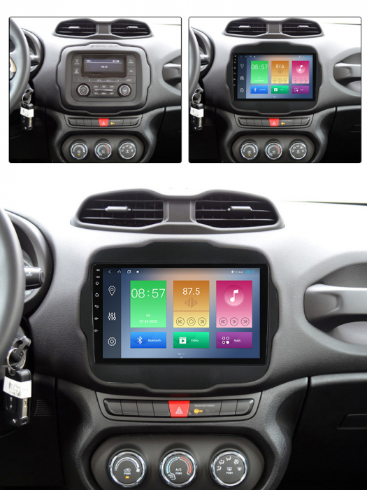 Navigatie dedicata Jeep Renegade 2016-2018, 4GB RAM 64GB ROM, Octacore, Android 13, Display QLED 9", DSP, Carplay, Android Auto, Internet, Youtube, Waze, WIFI, Bluetooth [5]