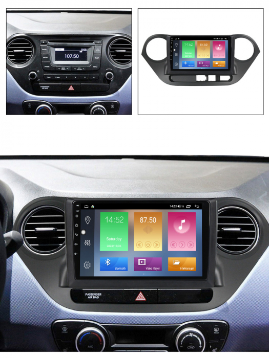 (Resigilata) Navigatie dedicata I10 2014-2016, 9 Inch, 2GB RAM 32GB ROM, Android 13, WiFi, Bluetooth, Magazin Play, Camera Marsarier [3]